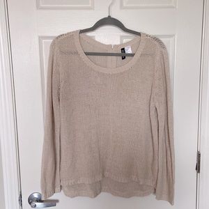 🐚 H&M Divided Line Cream Knit Sweater Size M